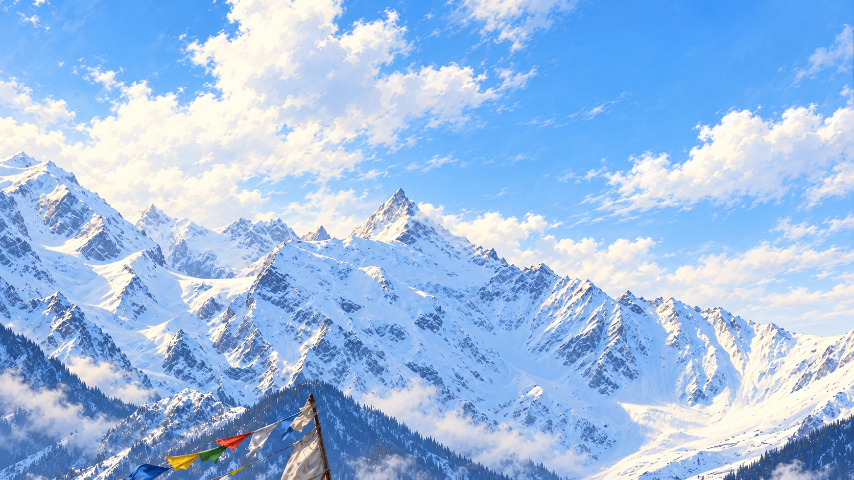 Majestic Himalayan Peaks Beneath a Painted Sky in Kinnaur